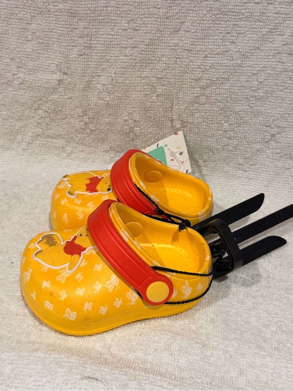 Disney Yellow Winnie the Pooh Kids Clogs with Red Strap